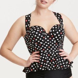Torrid Black and White Heart Bikini Top